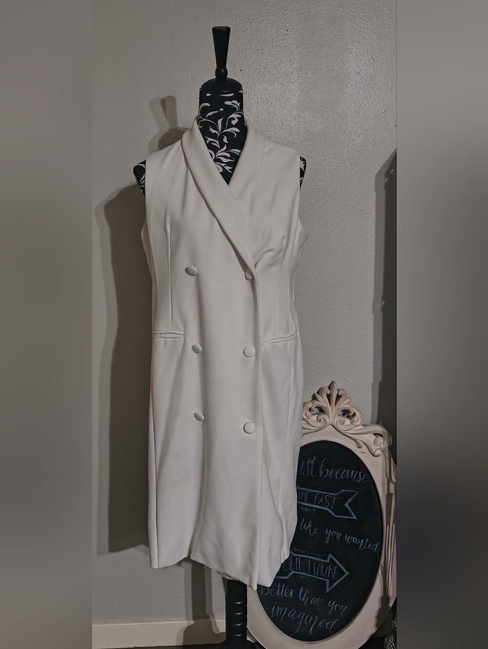 Shelby & Palmer Sleeveless Double-Breasted Ivory Dress